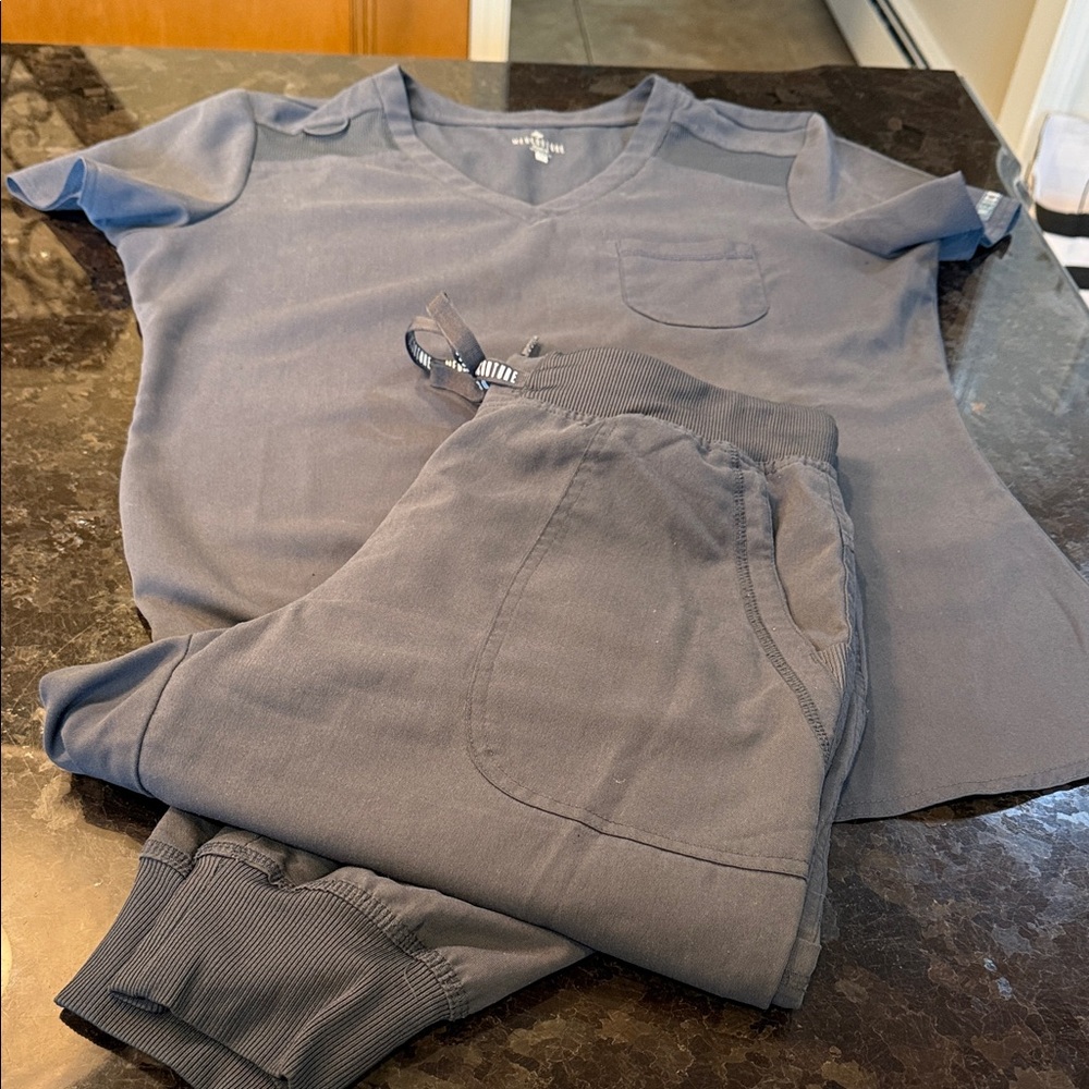 Med Couture Women's Scrub Set in Dark Gray